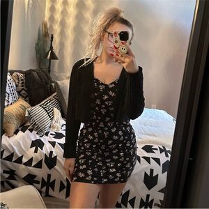 Urban outfitters fuzzy black cropped Goth witchy cardigan